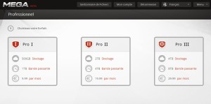 Les différentes offres payantes de Mega