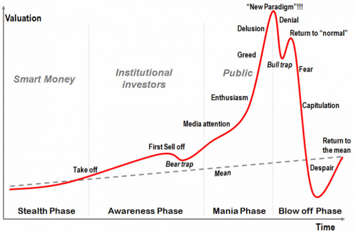 Le futur des monnaies digitales | Il est fort probable que le Bitcoin soit actuellement dans sa phase maniaque, et qu'une dévaluation soit à craindre d'ici quelques temps. Qui sait ?